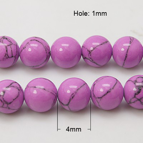 

PandaHall Synthetic Turquoise Beads Strands, Dyed, Round, Orchid, 4mm, Hole: 1mm, about 95pcs/strand, 15.7 inch Synthetic Turquoise Round..., Purple