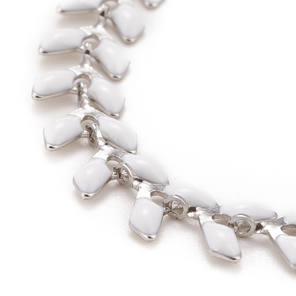 

PandaHall Enamel Wheat Link Chains Bracelet, 304 Stainless Steel Jewelry for Women, Stainless Steel Color, White, 6-7/8 inch(17.5cm) 304...