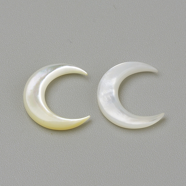 

PandaHall Natural White Shell Mother of Pearl Shell Cabochons, Moon, Seashell Color, 12x11.5x2mm White Shell Moon