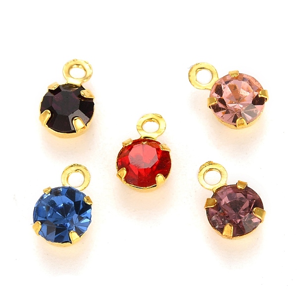 

PandaHall Glass Rhinestone Charms, with Brass Settings, Golden, 6.5x4x3.5mm Brass+Rhinestone Oval Multicolor