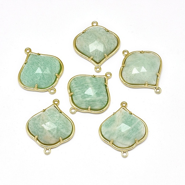 

PandaHall Natural Amazonite Links connectors, with Golden Tone Brass Findings, Faceted, 26x21.5x5.5mm, Hole: 1.5~1.6mm Amazonite Others
