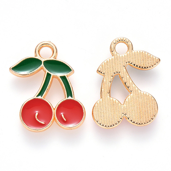 

PandaHall Alloy Enamel European Dangle Charms, Large Hole Pendants, Cherry, Antique Silver, Red, 29mm, Hole: 5mm Alloy+Enamel Fruit Red
