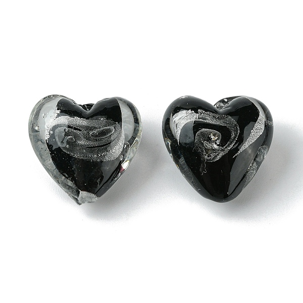 

PandaHall Handmade Silver Foil Glass Beads, Heart, Black, 20x21x12.5mm, Hole: 1.8mm Foil Glass Heart Black