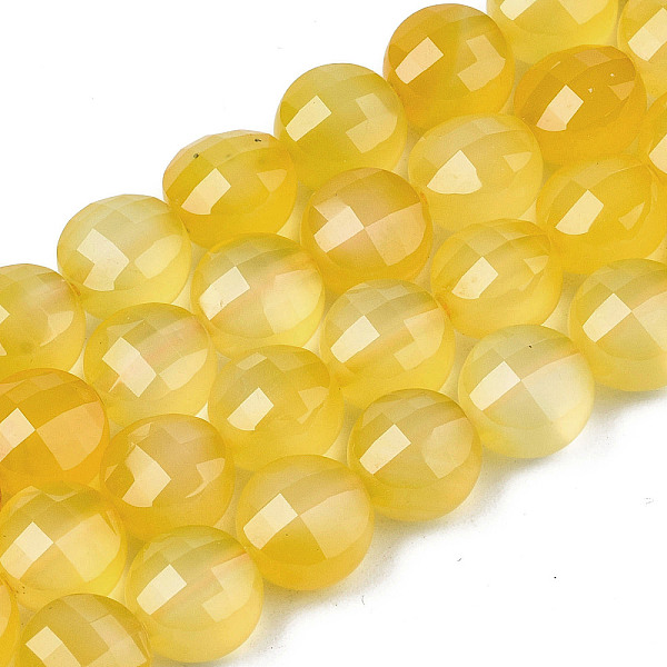 

PandaHall Natural Agate Beads Strands, Dyed & Heated, Faceted, Flat Round, Gold, 8x6.5mm, Hole: 1.2mm, about 47pcs/strand, 14.96 inch(37cm)....