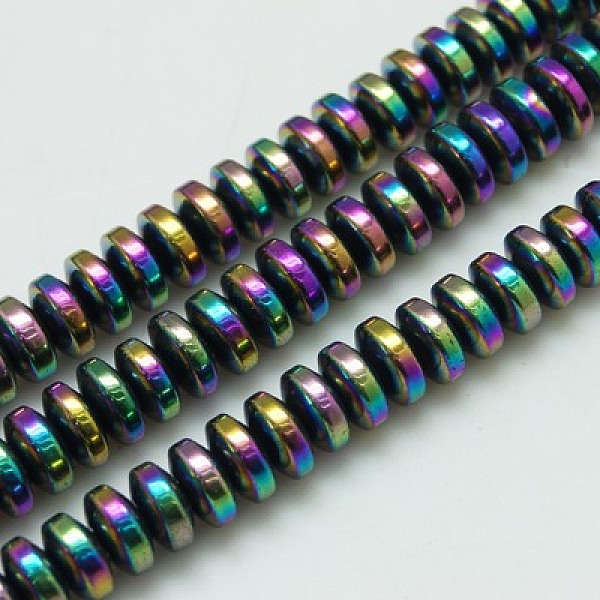 

PandaHall Non-magnetic Synthetic Hematite Heishi Beads Strands, Disc/Flat Round, Multi-color Plated, 6x3mm, Hole: 1mm, 15.7 inch...