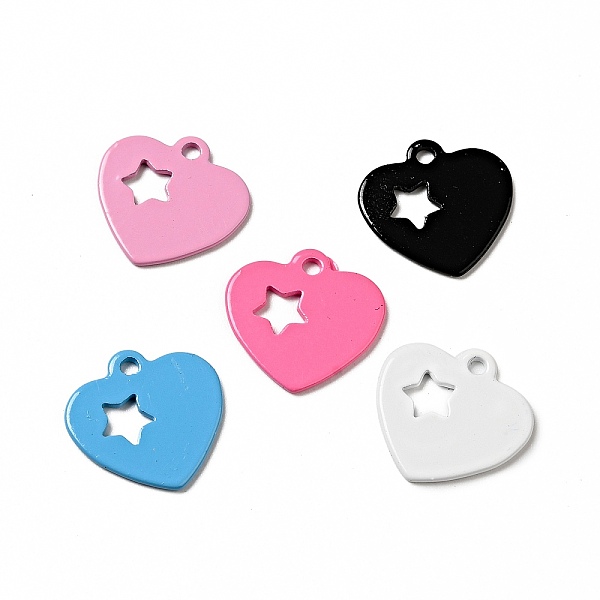 

PandaHall Spray Painted 201 Stainless Steel Charms, Heart with Star Pattern, Mixed Color, 13.5x13x1mm, Hole: 1.4mm 201 Stainless Steel Heart..., Multicolor
