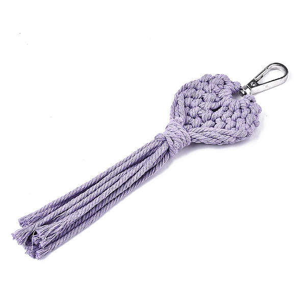 

PandaHall Polycotton(Polyester Cotton) Tassel Big Pendants Decorations, with Platinum Plated Alloy Swivel Clasps, Medium Orchid, 200~220mm...