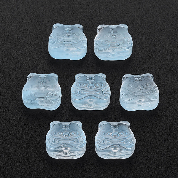 

PandaHall Transparent Glass Beads, Chinese Zodiac Signs Tiger, Light Sky Blue, 11.5x12x8mm, Hole: 1mm Glass 12 Chinese Zodiac Signs