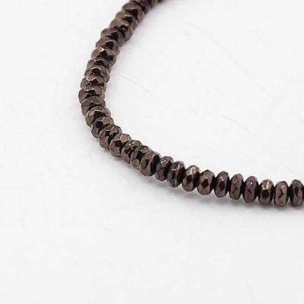 

PandaHall Non-magnetic Synthetic Hematite Beads Strands, Faceted, Rondelle, Copper Plated, 3.5x2mm, Hole: 1mm Non-magnetic Hematite Rondelle