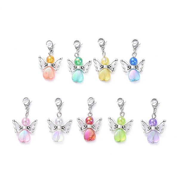 

PandaHall Eco-Friendly Transparent Acrylic Pendants, with Platinum Tone Tibetan Style Alloy Beads and 304 Stainless Steel Lobster Claw...