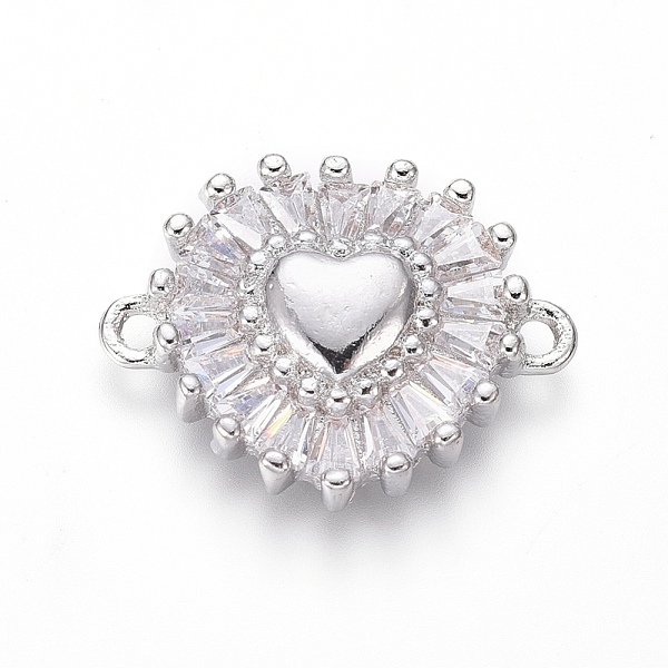 

PandaHall Brass Micro Pave Cubic Zirconia Links connectors, Heart, Clear, Platinum, 14x18x3.5mm, Hole: 1.2mm Brass+Cubic Zirconia Heart...