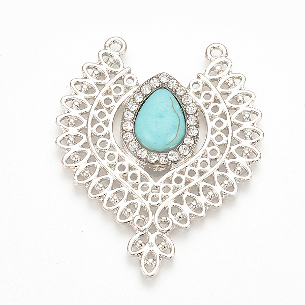 

PandaHall Alloy Big Pendants, with Resin Findings and Rhinestones, Platinum, Turquoise, 51.5x42x5mm, Hole: 1.5mm Alloy+Rhinestone Others..., Green