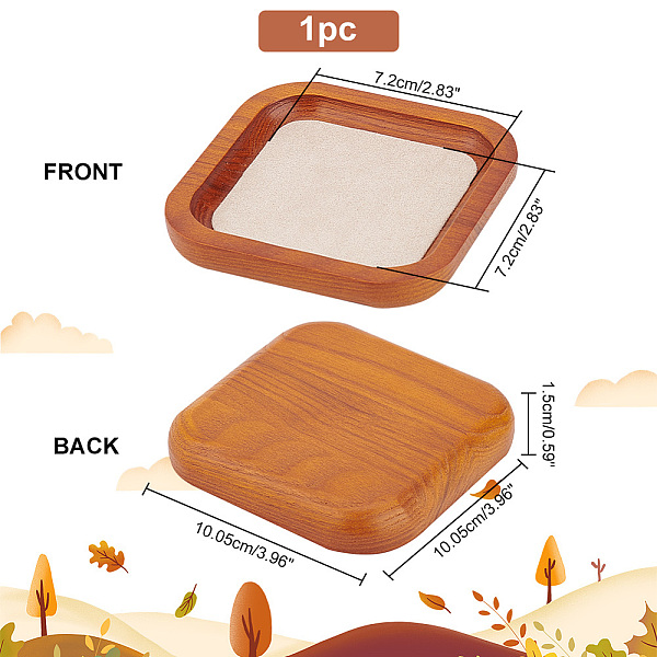

PandaHall Wood Jewelry Storage Tray with Velvet Mat Inside, Cosmetics Jewelry Organizer, Square, PapayaWhip, 10.05x10.05x1.5cm, Inner..., Orange