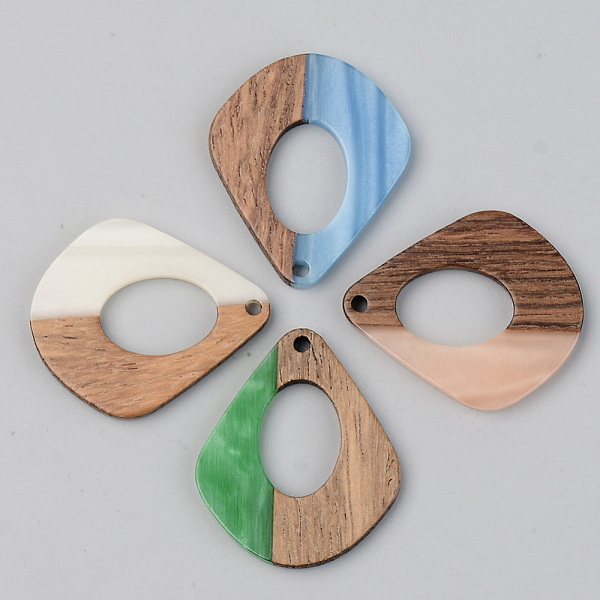 

PandaHall Opaque Resin & Walnut Wood Pendants, Teardrop, Mixed Color, 32.5x27.5x3mm, Hole: 2mm Resin+Wood Teardrop Multicolor