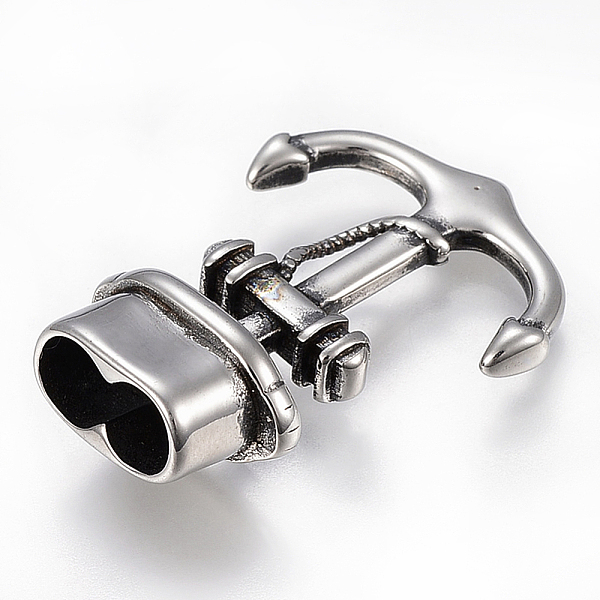 

PandaHall 304 Stainless Steel Hook Clasps, For Leather Cord Bracelets Making, Anchor, Antique Silver, 35x25x10mm, Hole: 6x12mm 304 Stainless...