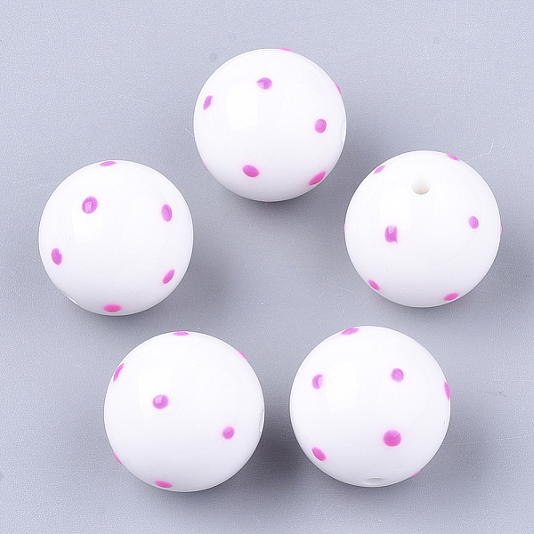 

PandaHall Acrylic Beads, Round with Spot, White, 16x15mm, Hole: 2.5mm Acrylic Round White