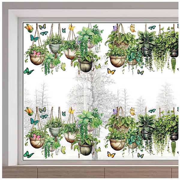 

PandaHall PVC Window Static Stickers, Rectangle Shape, for Window Decoration, 380x1160mm PVC Other Plants