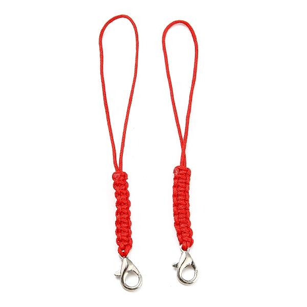 

PandaHall Polyester Cord Mobile Straps, with Platinum Plated Lobster Claw Clasps, Red, 8.3~8.5cm Polyester Red