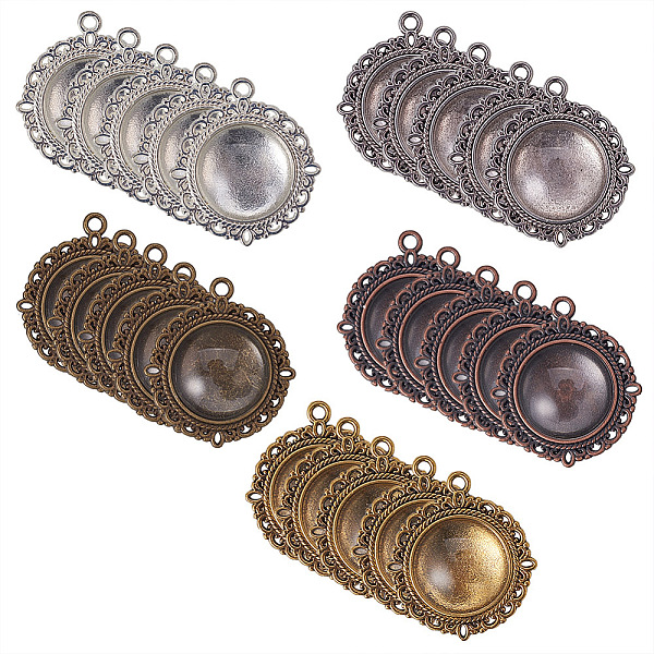 

PandaHall 25 Sets DIY Pendant Making Kit Includes 25 pcs 5 Colors Tibetan Style Alloy Pendant with 25 pcs Clear Glass Cabochons for...