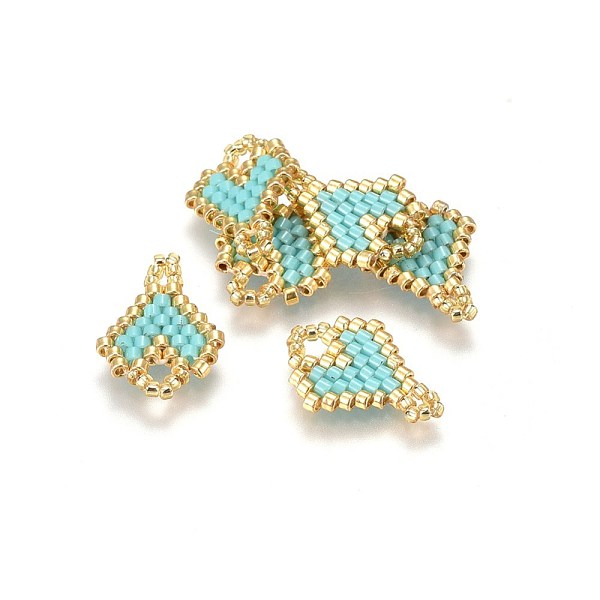 

PandaHall MIYUKI & TOHO Handmade Japanese Seed Beads Links, Loom Pattern, Heart, Dark Turquoise, 16~18x12~12.5x1.7mm, Hole: 1.4~3mm Glass..., Cyan