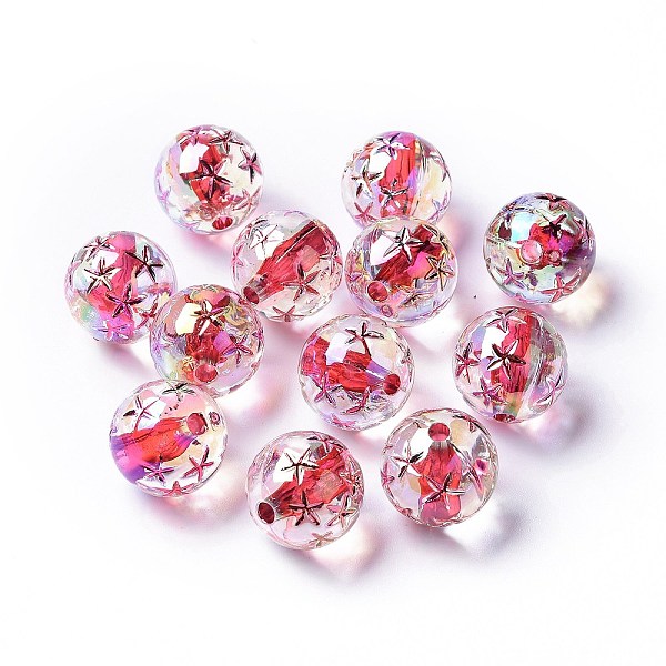 

PandaHall Transparent Acrylic Beads, Trace A Design in Gold, Round, Red, 16x16mm, Hole: 2.5mm Acrylic Round Red