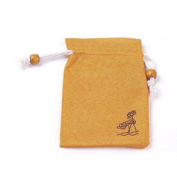 

PandaHall Burlap Packing Pouches, Drawstring Bags, with Wood Beads, Orange, 14.6~14.8x10.2~10.3cm Burlap Orange