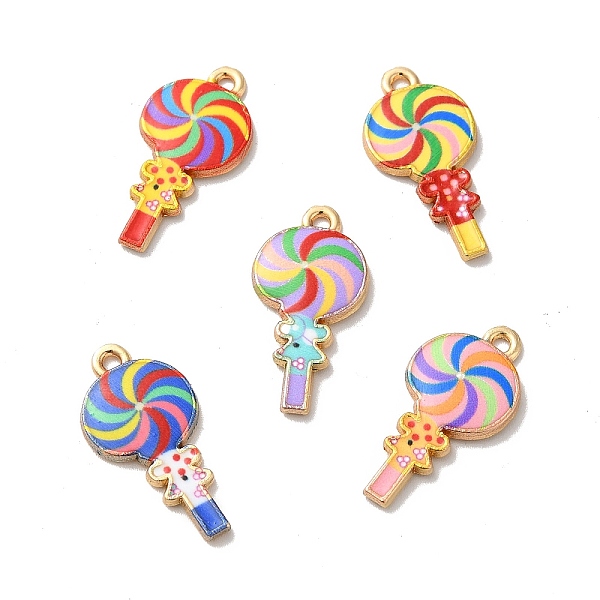 

PandaHall Alloy Enamel Pendants, Golden, Lollipops Charm, Mixed Color, 24x12x2mm, Hole: 1.5mm Alloy+Enamel Lollipop Multicolor