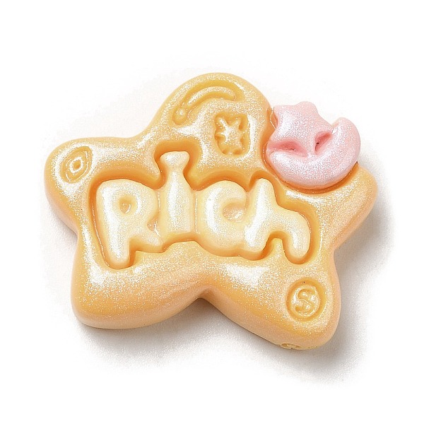 

PandaHall Opaque Resin Cabochons, Cartoon Glitter Wood Rich Cabochons, Star, 22.5x28x6.5mm Resin Star