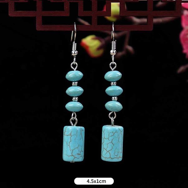 

PandaHall Turquoise Dangle Earrings for Women, Column Alloy Column Green