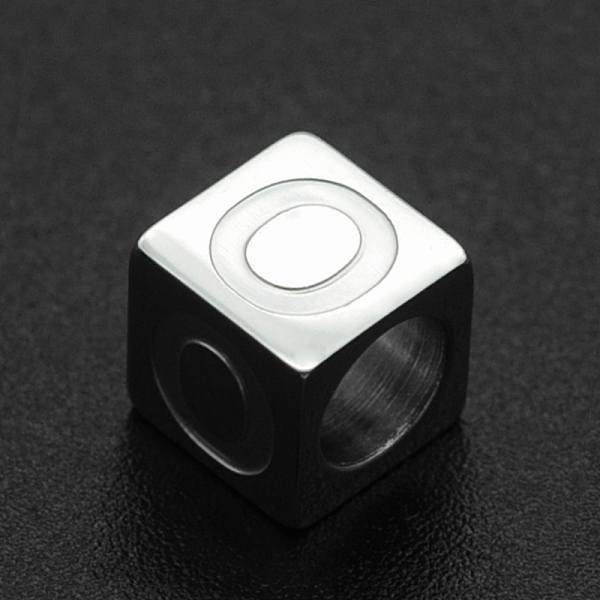 

PandaHall 201 Stainless Steel European Beads, Large Hole Beads, Horizontal Hole, Cube, Stainless Steel Color, Letter.O, 7x7x7mm, Hole: 5mm...