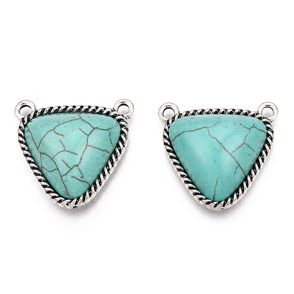 

PandaHall Synthetic Turquoise Pendants, with Alloy Findings, Triangle Charms, Antique Silver, 23x24.5x8mm, Hole: 2.4mm Synthetic Turquoise..., Green