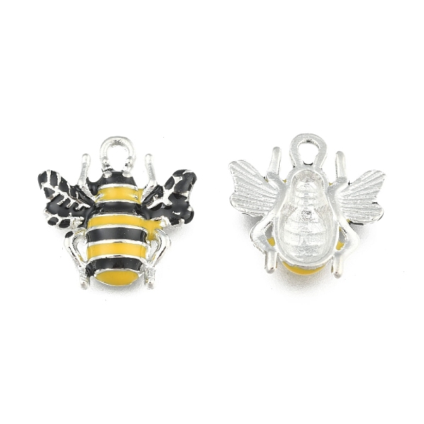 

PandaHall Alloy Enamel Pendants, Cadmium Free & Lead Free, Bees, Platinum Color, Black, about 18mm long, 17mm wide, 3mm thick, hole: 2mm...