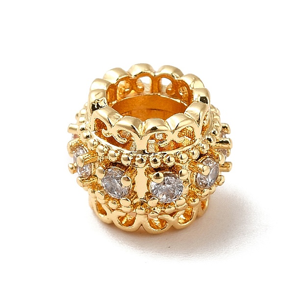 

PandaHall Brass Micro Pave Cubic Zirconia European Beads, Large Hole Beads, Barrel, Real 18K Gold Plated, 10x8mm, Hole: 5mm Brass+Cubic..., Clear