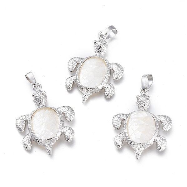 

PandaHall Natural Shell Pendants, with Platinum Plated Brass Findings, Tortoise, 38x27x4mm, Hole: 5x8mm Mixed Shell Tortoise