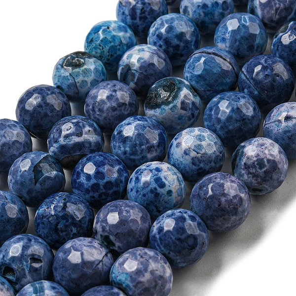 

PandaHall Faceted Natural Fire Crackle Agate Beads Strands, Round, Dyed & Heated, Marine Blue, 12mm, Hole: 1.6mm, about 31pcs/strand...