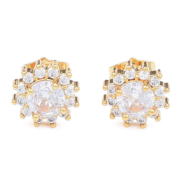 

PandaHall Cubic Zirconia Flower Stud Earrings, Golden Brass Jewelry for Women, Nickel Free, Clear, 11x11mm, Pin: 0.7mm Cubic Zirconia Flower...