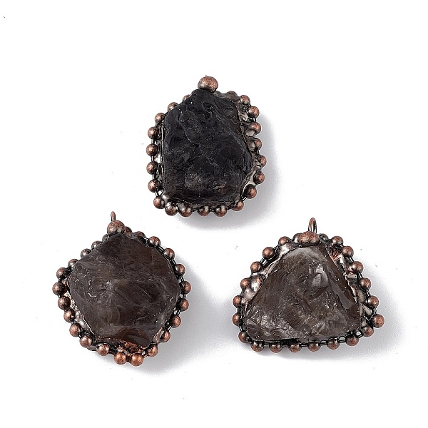 

PandaHall Natural Smoky Quartz Pendants, Nuggets Charms with Red Copper Plated Brass Chains, Lead Free & Cadmium Free, 31~42x23~35x12~23mm...