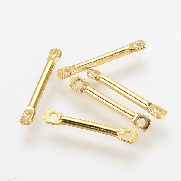 

PandaHall Brass Bar Links connectors, Nickel Free, Real 18K Gold Plated, 13x2x1mm, Hole: 1mm Brass Others