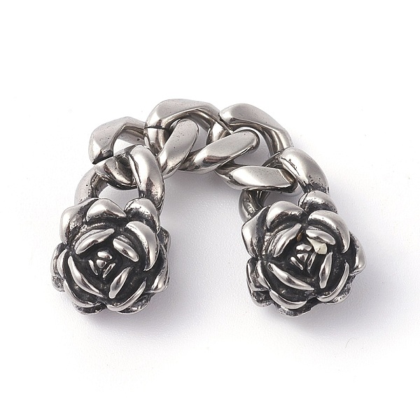 

PandaHall 316 Surgical Stainless Steel Links connectors, with Stainless Steel Color Curb Chains, Rose, Smooth Surface, Antique Silver...