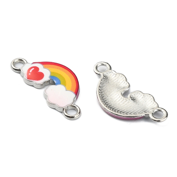 

PandaHall Alloy Enamel Connector Charms, Platinum, Rainbow with Heart, Colorful, 10.5x23.2x2mm, Hole: 2mm Alloy+Enamel Rainbow