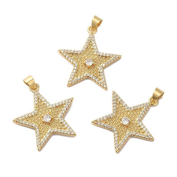 

PandaHall Rack Plating Brass Pave Cubic Zirconia Pendants, Lead Free & Cadmium Free, Real 18K Gold Plated, Long-Lasting Plated, Star Charm..., Clear