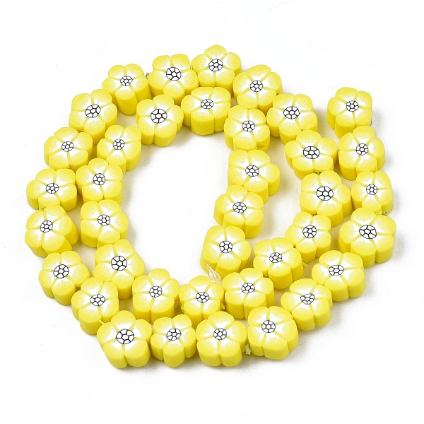 

PandaHall Handmade Polymer Clay Beads Strands, Flower, Yellow, 8~10.5x8~10x4~5mm, Hole: 1.2mm, about 36~39pcs/strand, 12.40 inch~ 14.17inch...