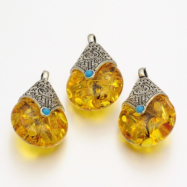 

PandaHall Teardrop Tibetan Style Pendants, Alloy Findings with Beeswax, Antique Silver, Goldenrod, 38x22.5x17.5mm, Hole: 4mm Alloy Teardrop..., Gold