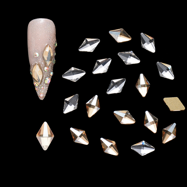 

PandaHall Flat Back Glass Rhinestone Cabochons, Nail Art Decoration Accessories, Faceted, Rhombus, Mixed Color, 8x5x2mm, 20pcs/bag Glass..., Multicolor