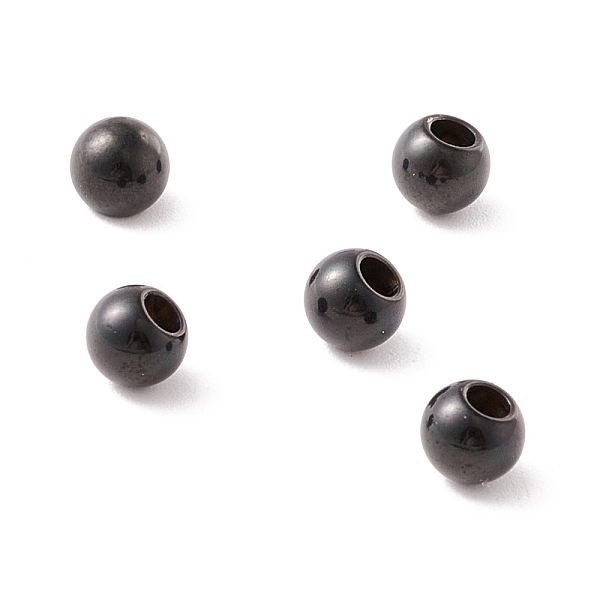 

PandaHall 202 Stainless Steel Beads, Half Drilled, Round, Electrophoresis Black, 5x4.5mm, Half Hole: 2mm 202 Stainless Steel Round
