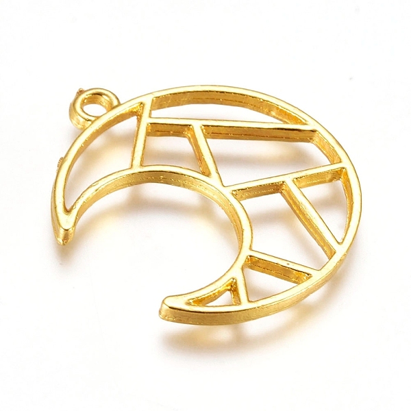 

PandaHall Zinc Alloy Open Back Bezel Pendants, For DIY UV Resin, Epoxy Resin, Pressed Flower Jewelry, Moon, Golden, 28.5x23.5x1.5mm, Hole...