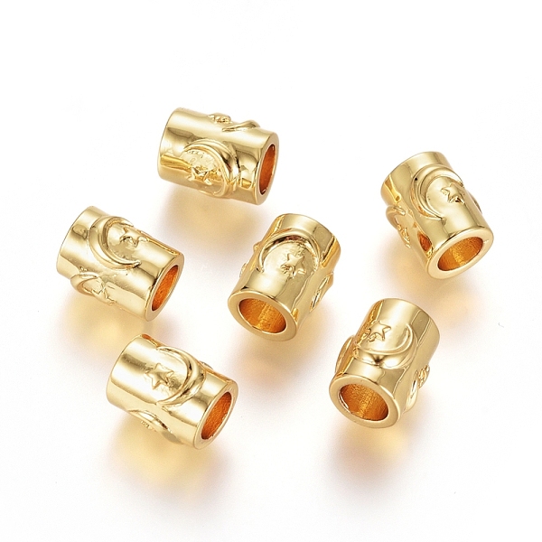 

PandaHall Brass European Beads, Large Hole Beads, Long-Lasting Plated, Column with Mood & Star, Real 18K Gold Plated, 8.5x7mm, Hole: 4mm...