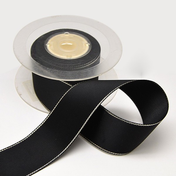 

PandaHall Wired Grosgrain Ribbon for Gift Packing, Black, 1 inch(25mm), about 100yards/roll(91.44m/roll) Polyester None Black