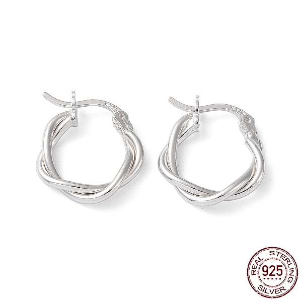 

PandaHall Rhodium Plated 925 Sterling Silver Hoop Earrings, Twist Wire, with S925 Stamp, Real Platinum Plated, 18x3x14.5mm Sterling Silver...