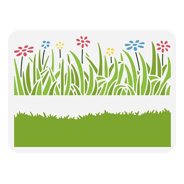 

PandaHall FINGERINSPIRE Grass Field Stencil 8.3x11.7inch Grass Stencil Flowers Drawing Wild Flowers Stencil Template Border Stencil Large...